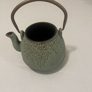 Cast Iron Sage Green Tea Pot no lid Stovetop Safe Teapot Kettle
